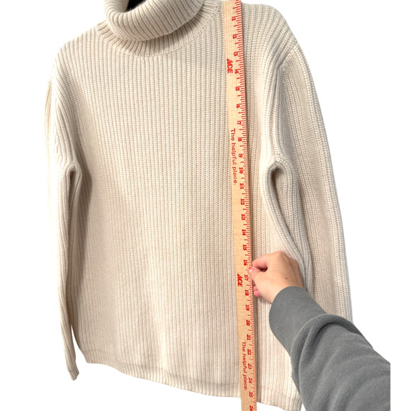 Jenni Kayne S Oversized 100% Cashmere Fisherman $575 Turtleneck Sweater Ivory - Picture 9 of 14